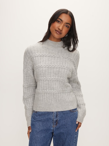 Braided Mock Neck Knit                                                                                                          