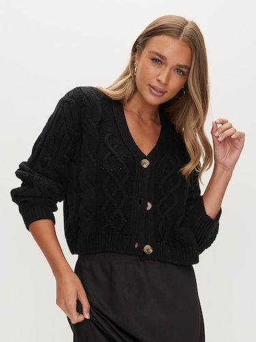 Callie Crop Cable Knit Cardi                                                                                                    