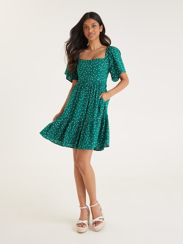 Anna Shirred Mini Dress                                                                                                         