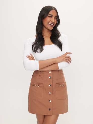Irene Saddle Trim Mini Skirt                                                                                                    