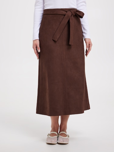 Claudia Suedette Midi Skirt                                                                                                     