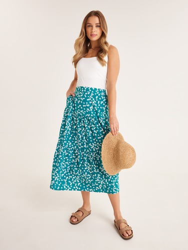 Alicia Tiered Viscose Skirt                                                                                                     