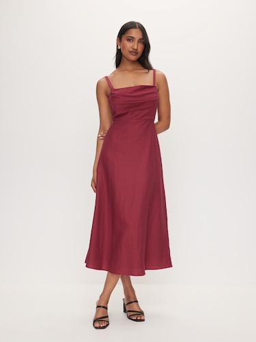 Linen Blend Viola Midi Dress                                                                                                    