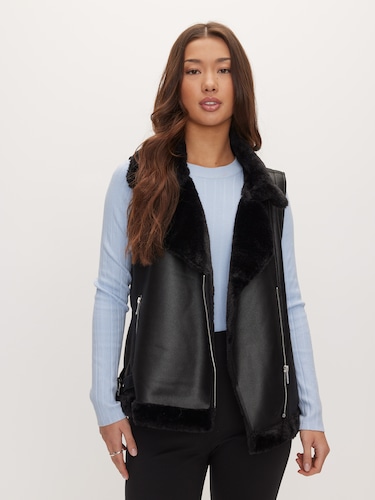 Harley Fur Trim Biker Vest                                                                                                      