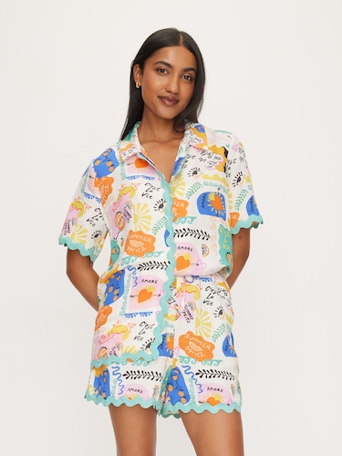 Linen Blend Santorini Short                                                                                                     