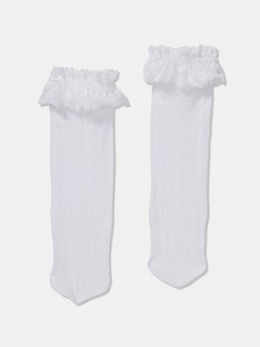 Heart Pattern Lace Trim Sock                                                                                                    