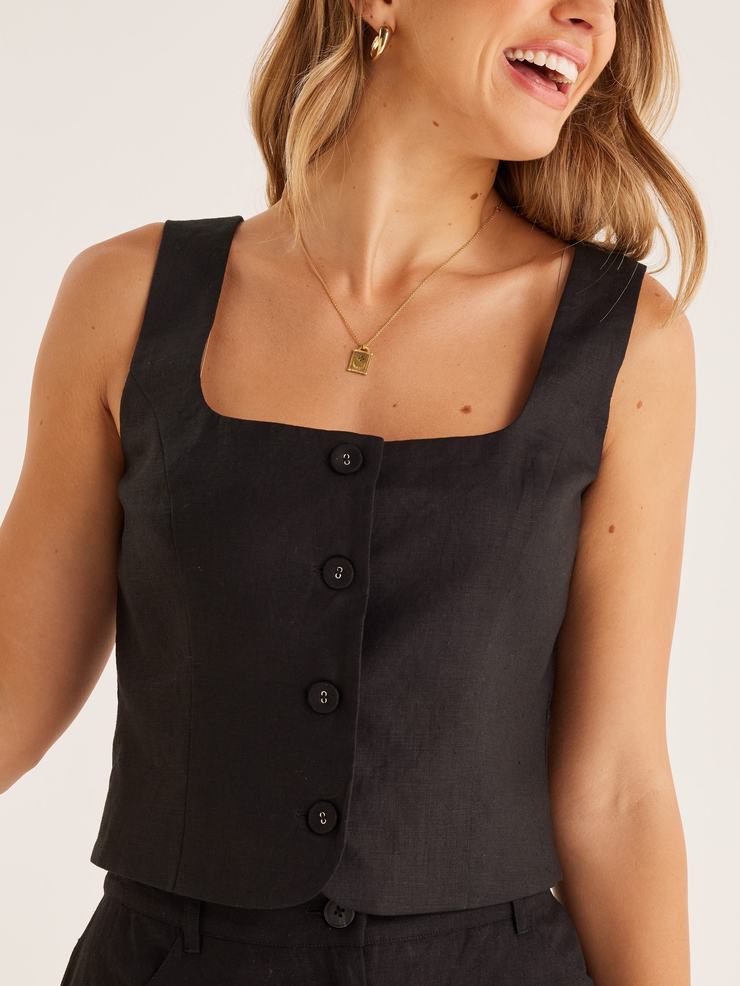 Lotus Linen Button Down Top Dotti Online