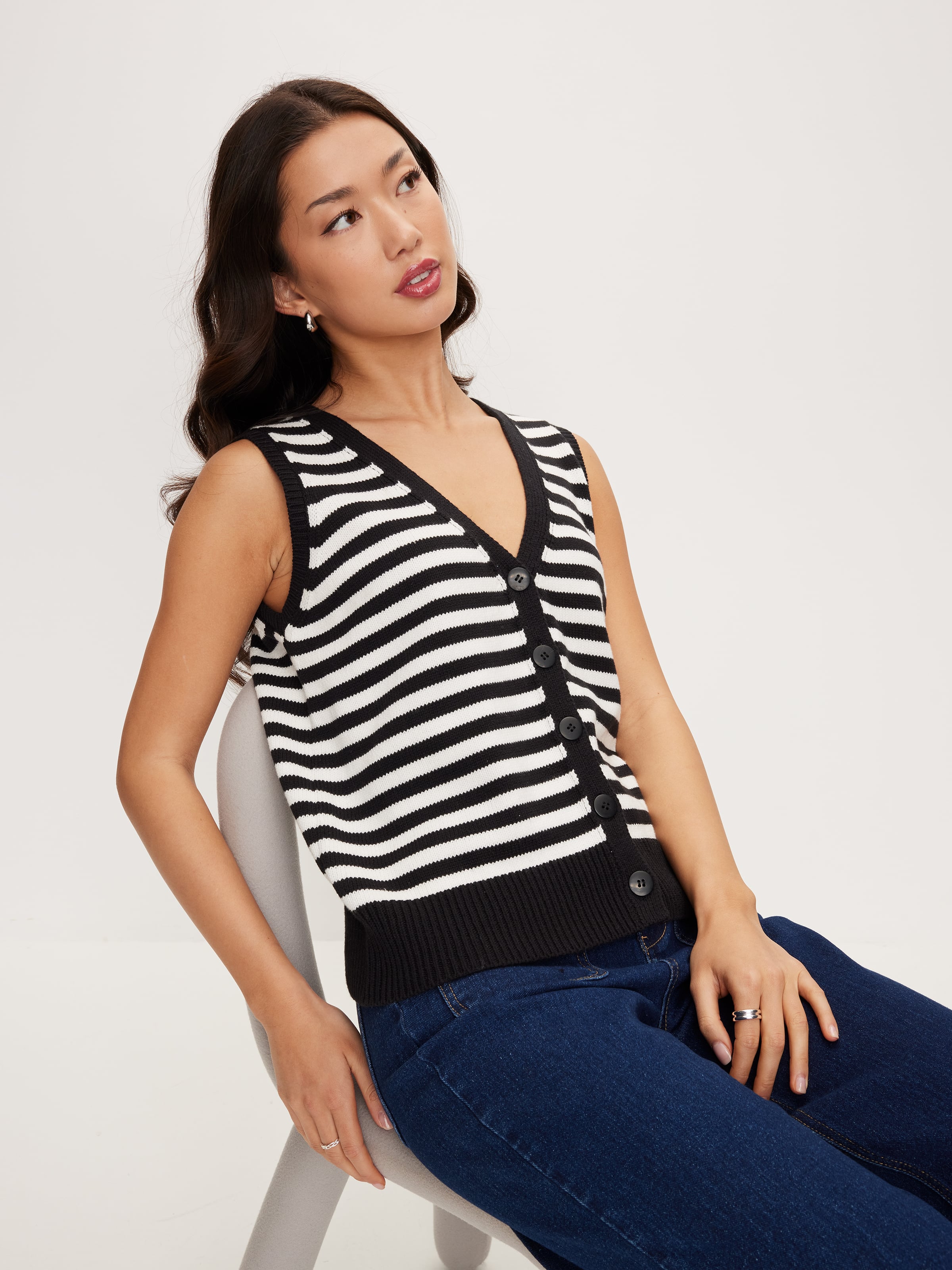 Black And White Stripe Vest