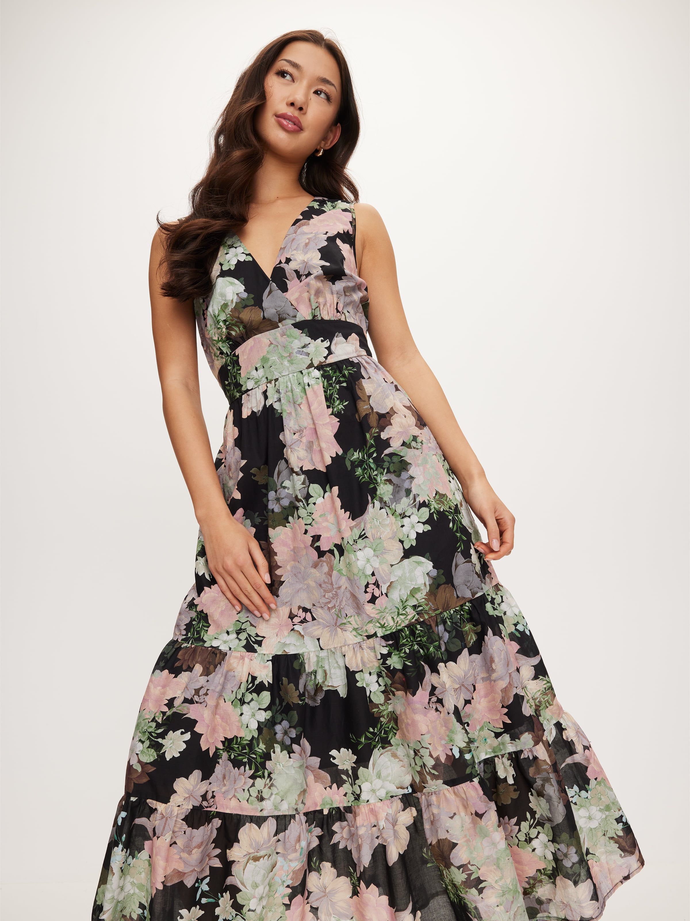 Tales To Tell Peach Schiffli Midi Dress