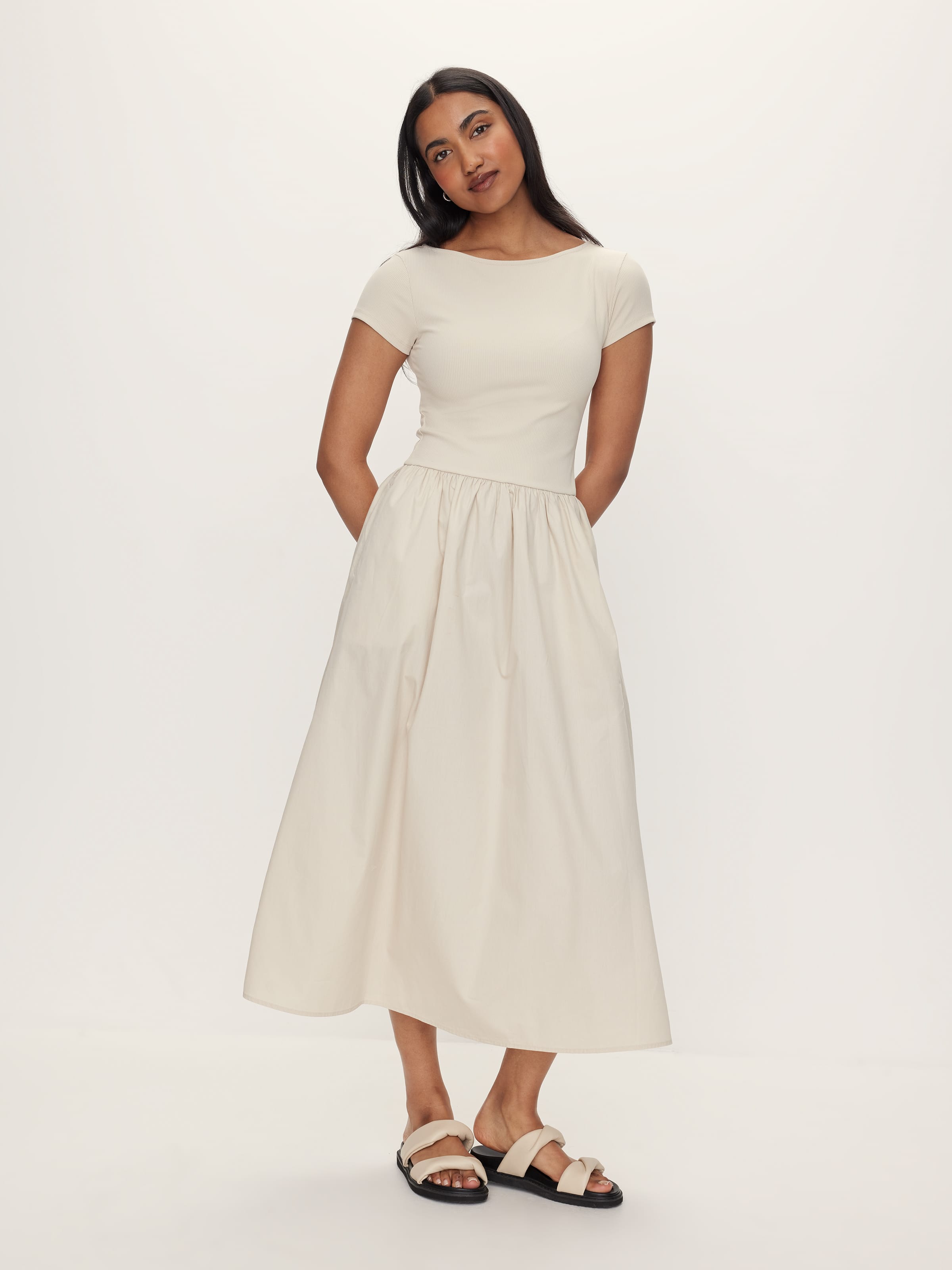 Bianca Rachele Side Cowl Midi Dress