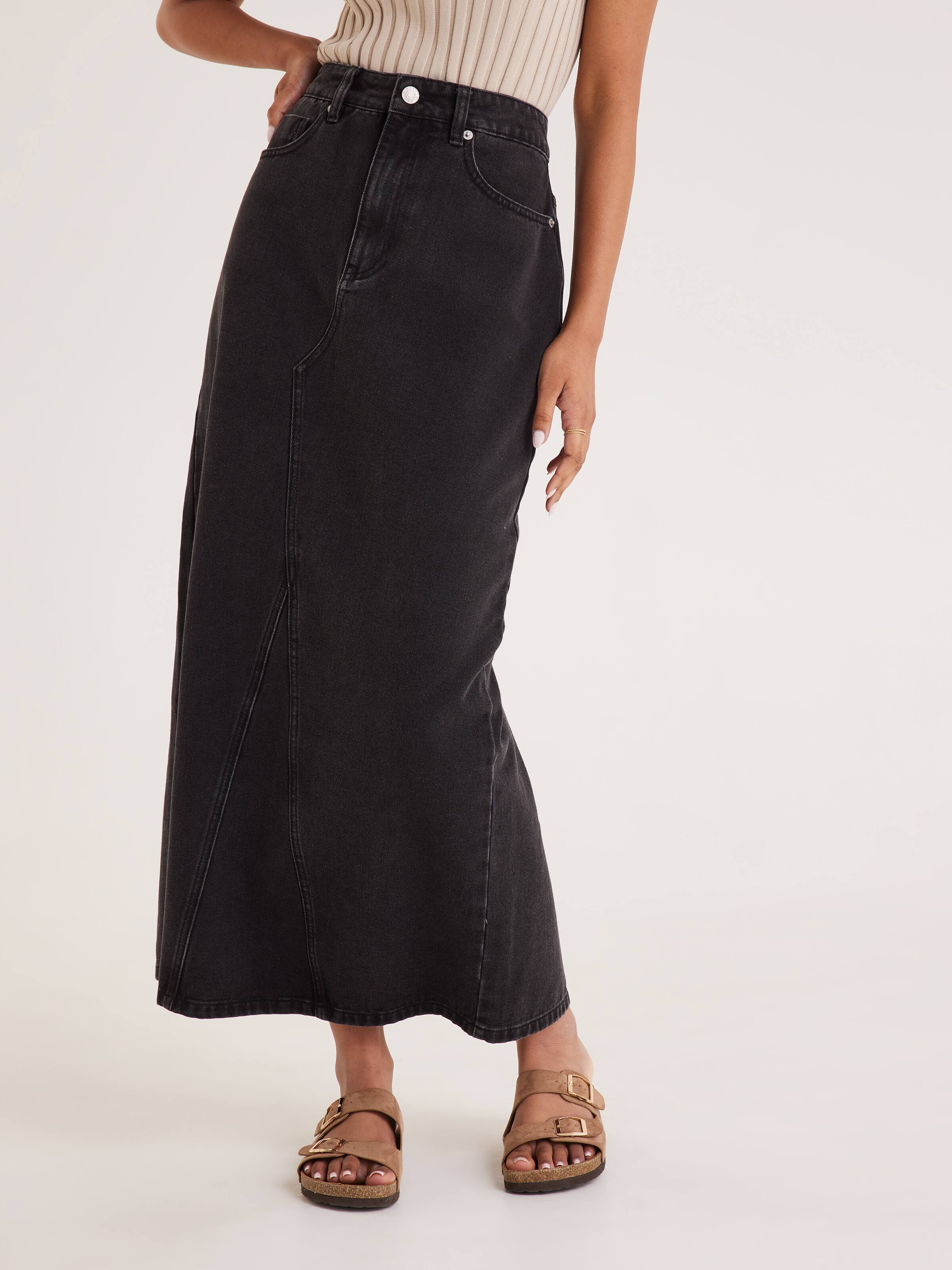 Ebony Denim Maxi Skirt Dotti Online