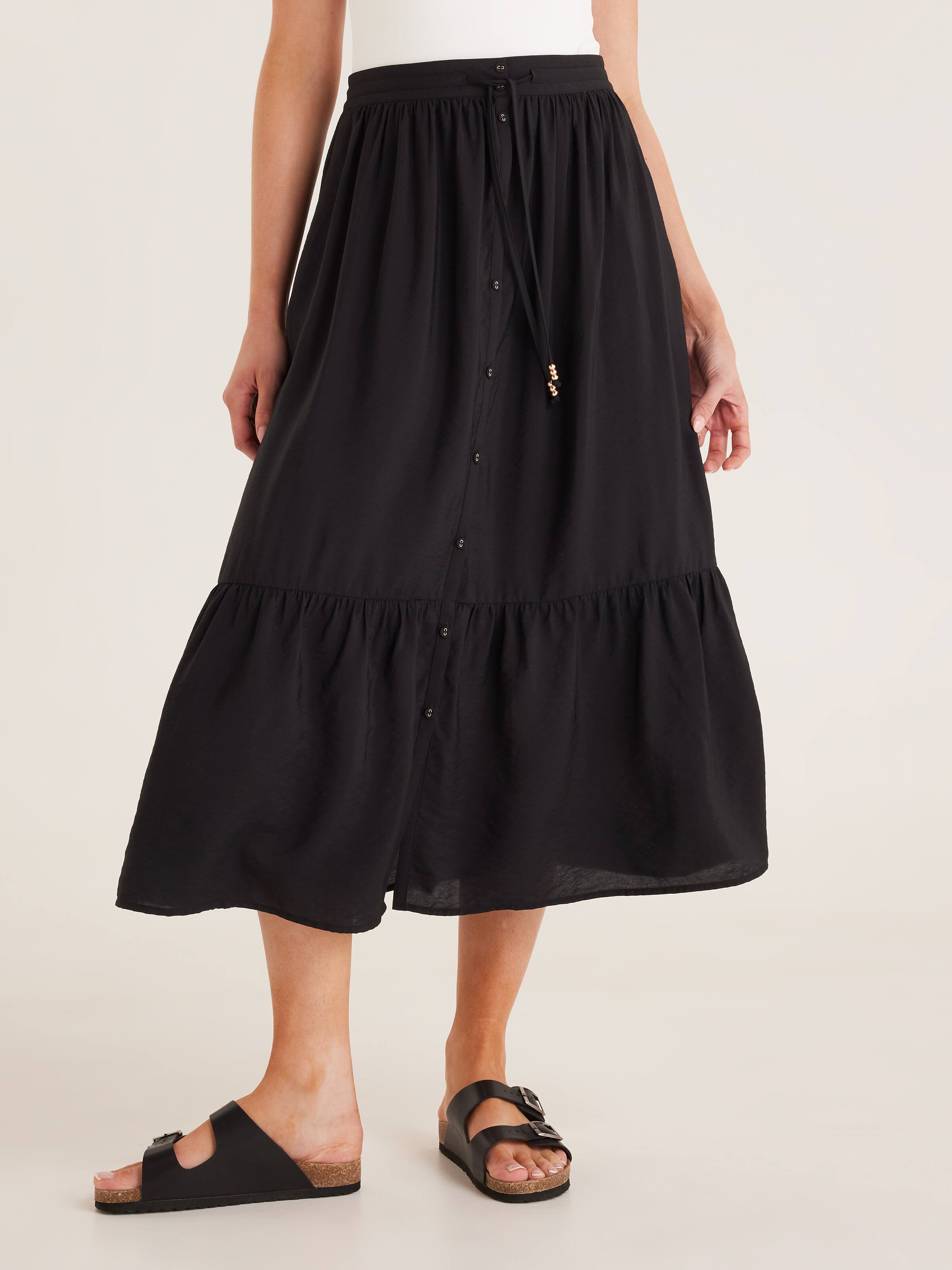 Iris Midi Skirt Black - Dotti Online