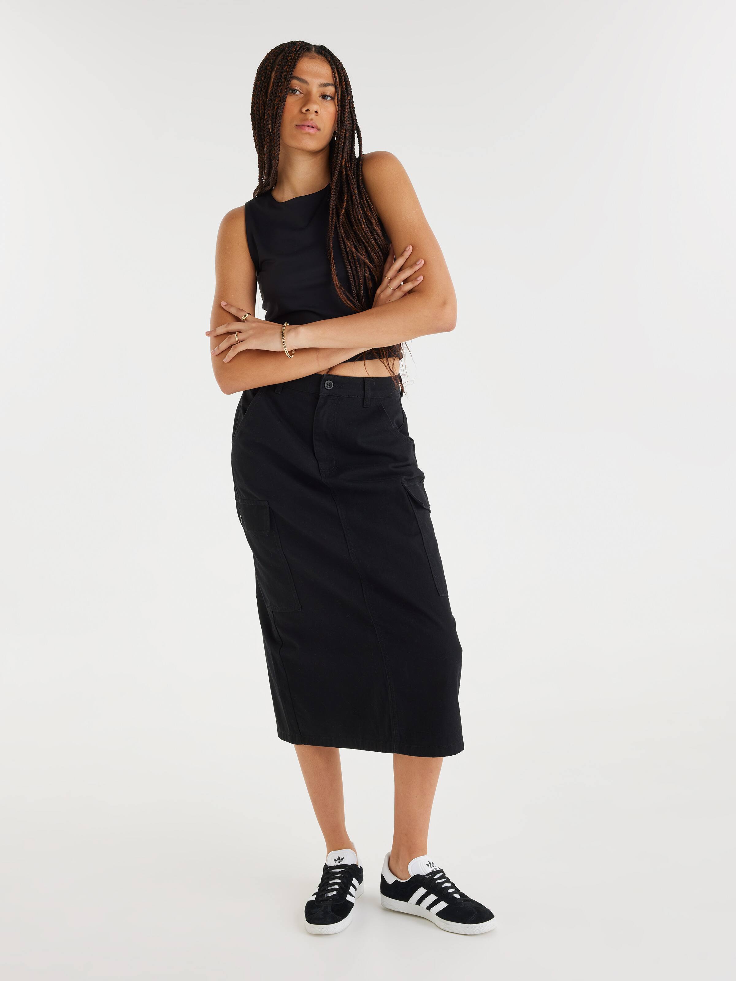 Khloe Cargo Midi Skirt Black Dotti Online