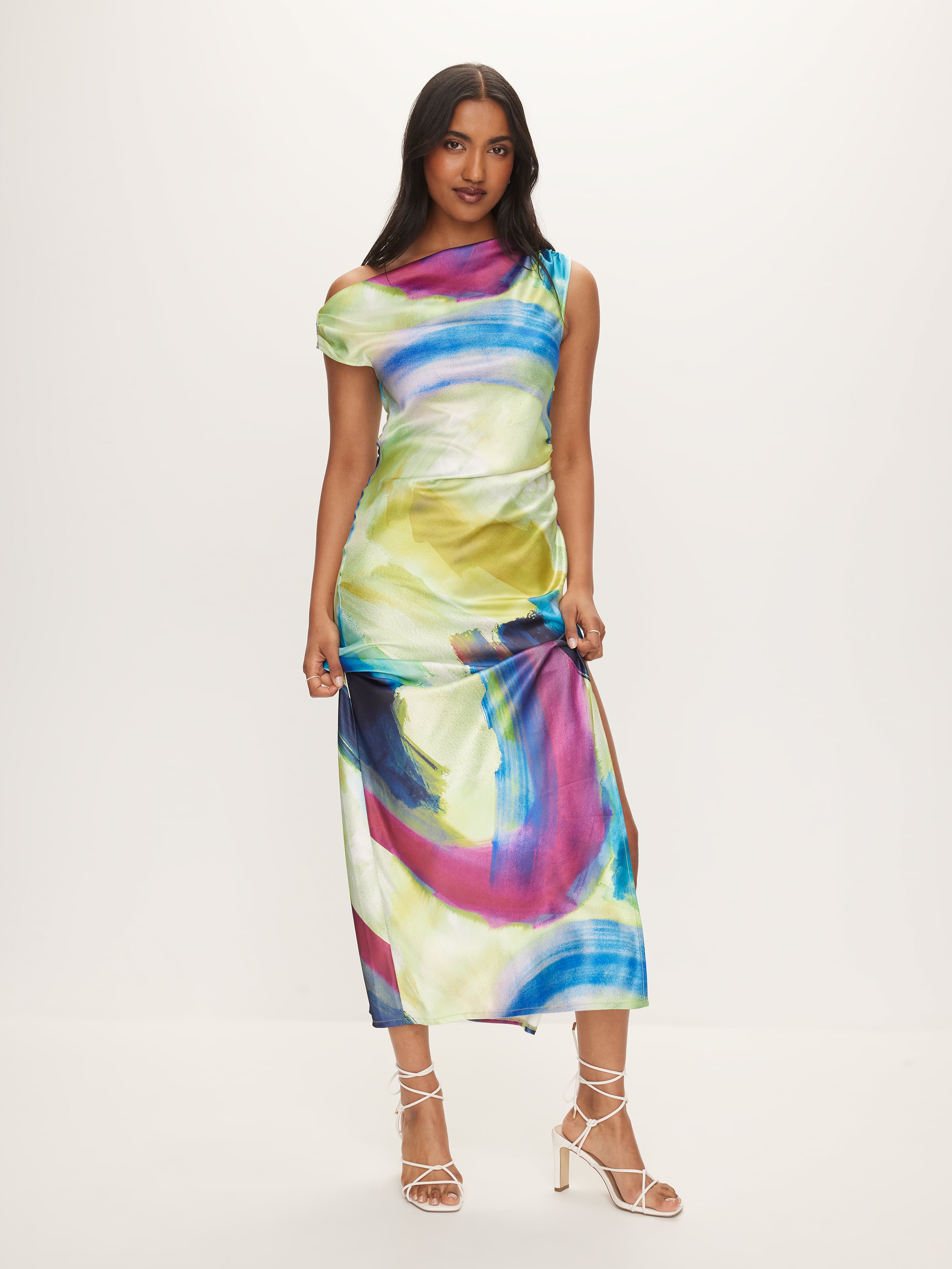 Satin Midi Unlined Dress