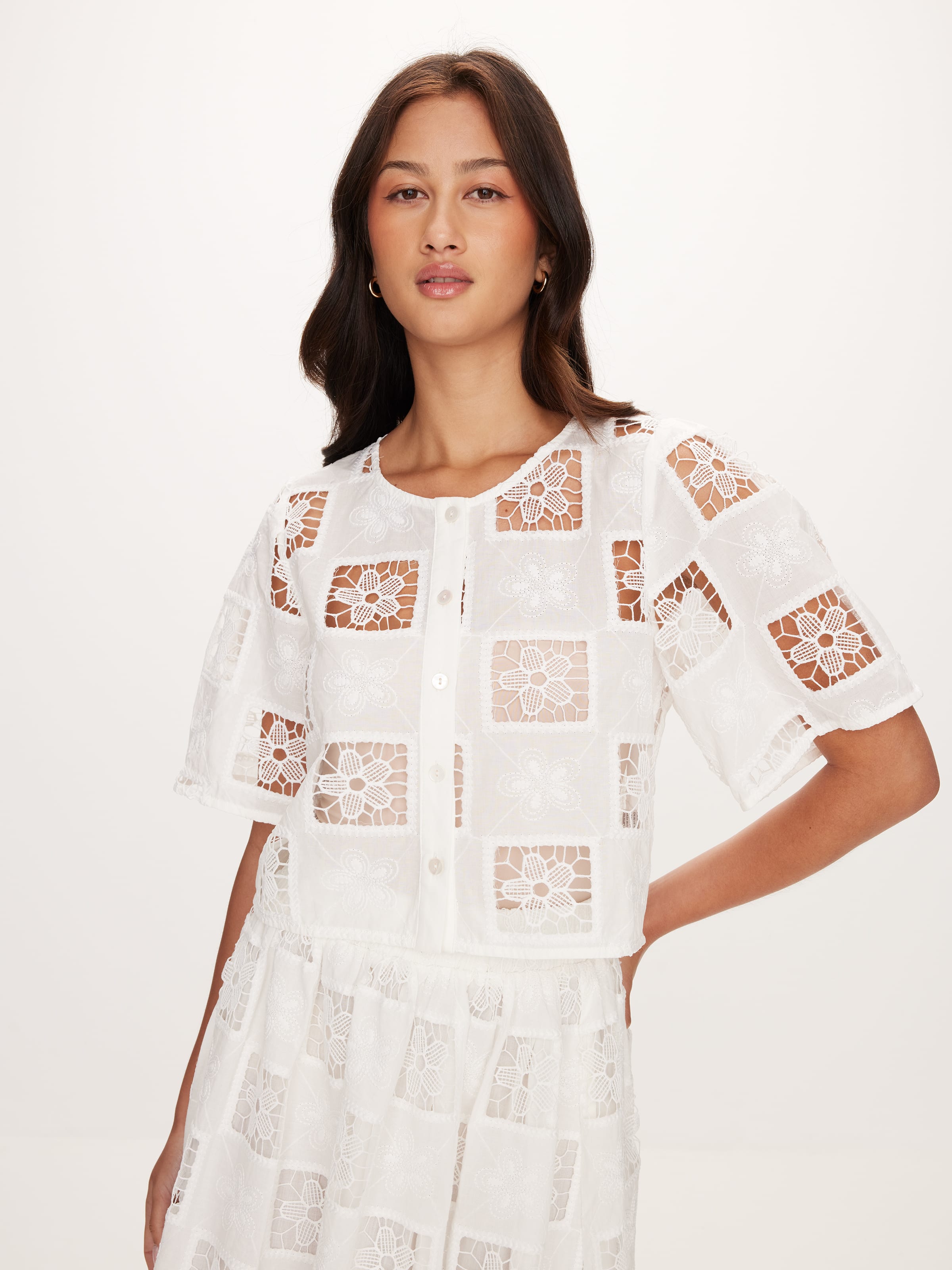 Zanzibar Short Sleeve Top White - Dotti Online