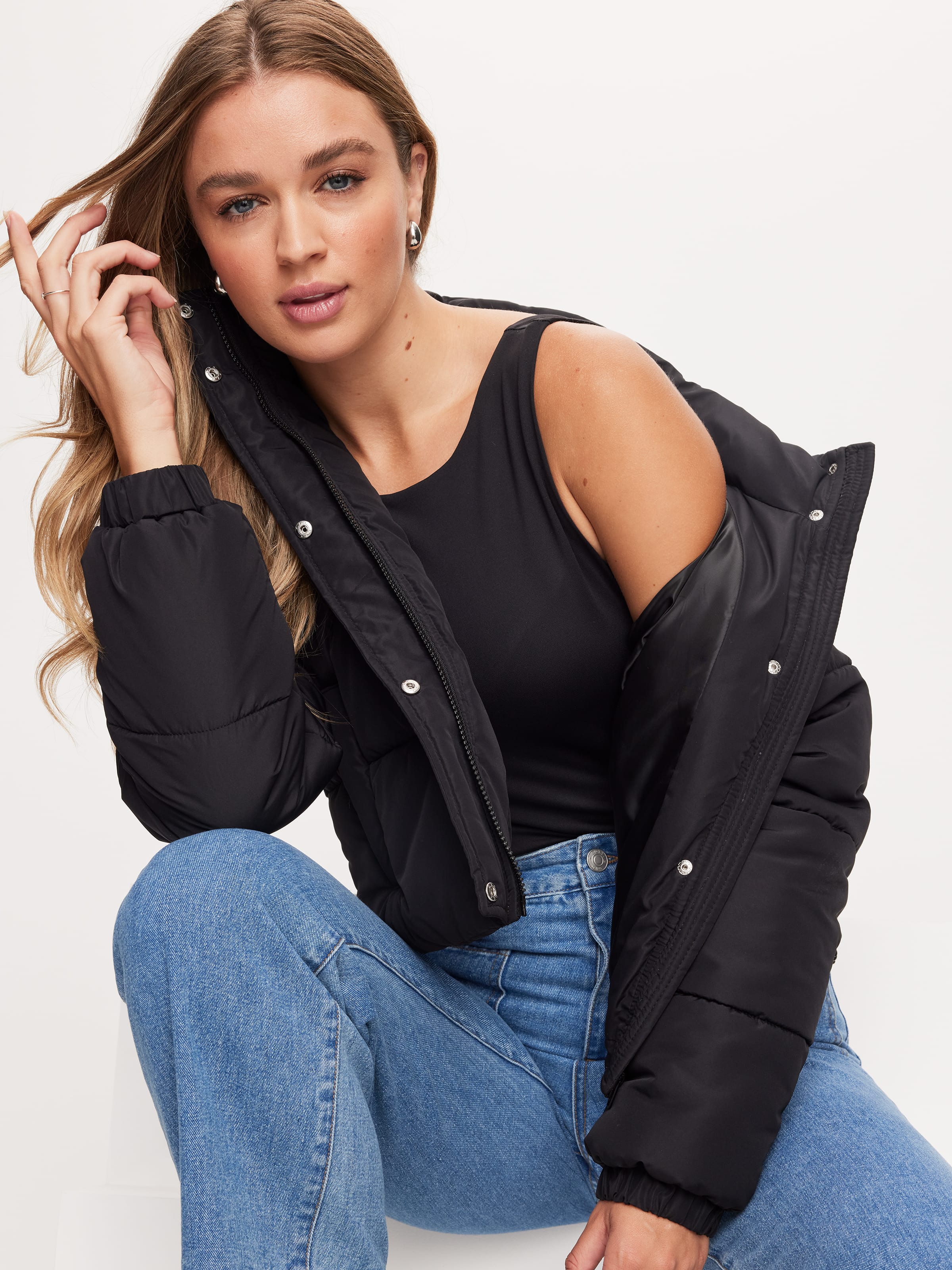 Ultra Cropped Puffer Jacket Black Dotti Online